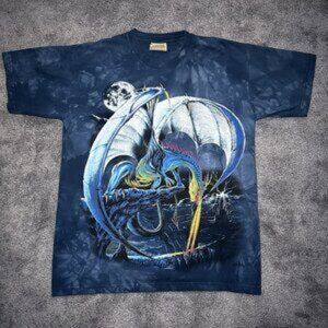 Vintage 2002 The Mountain T-Shirt Mens Large Dragon Tie Dye Excalibur Cliff